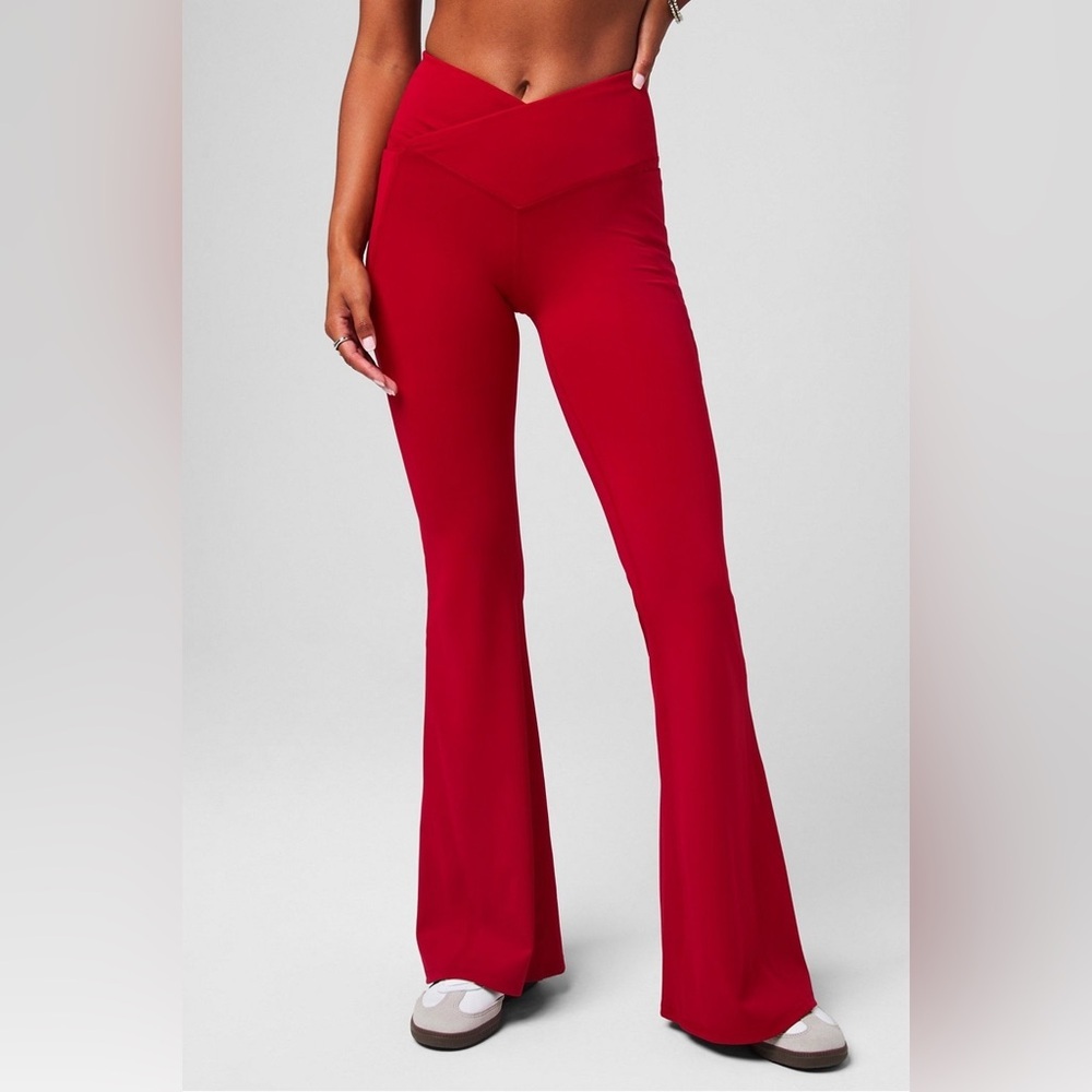 Fabletics PureLuxe High-Waisted Crossover Flare NWT Small Red